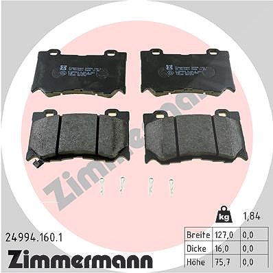 Zimmermann Bremsbelagsatz vorne [Hersteller-Nr. 24994.160.1] für Nissan, Infiniti