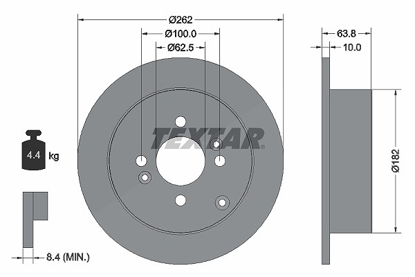 Textar Bremsscheibe Hinterachse Voll [Hersteller-Nr. 92161303] für Kia, Hyundai