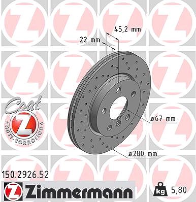 Zimmermann Bremsscheibe [Hersteller-Nr. 150.2926.52] für BMW, Mini