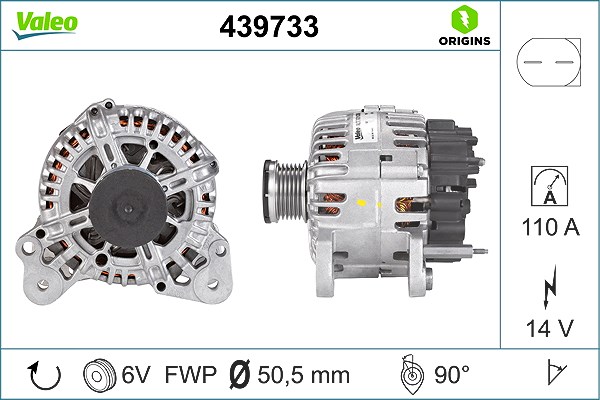 Valeo Generator [Hersteller-Nr. 439733] für Seat, Audi, Skoda, VW