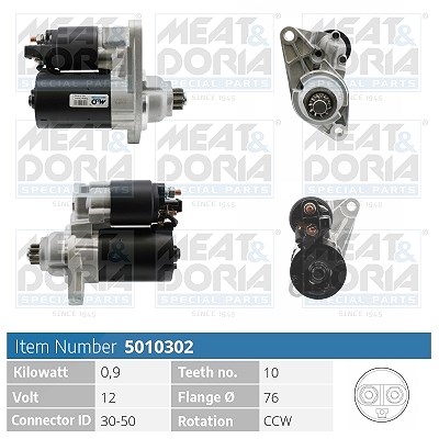 Meat & Doria Starter [Hersteller-Nr. 5010302] für Seat, VW, Audi, Skoda