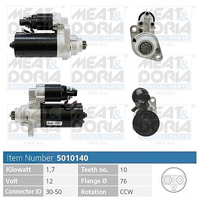Meat & Doria Starter [Hersteller-Nr. 5010140] für Skoda, Seat, VW