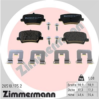 Zimmermann Bremsbelagsatz, Scheibenbremse [Hersteller-Nr. 20510.175.2] für Volvo, Lynk & Co