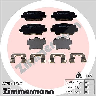 Zimmermann Bremsbelagsatz, Scheibenbremse [Hersteller-Nr. 22904.175.2] für Kia