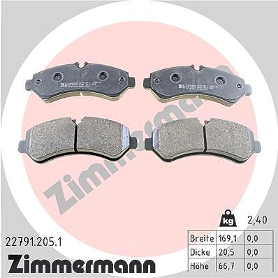 Zimmermann Bremsbelagsatz, Scheibenbremse [Hersteller-Nr. 22791.205.1] für Mercedes-Benz