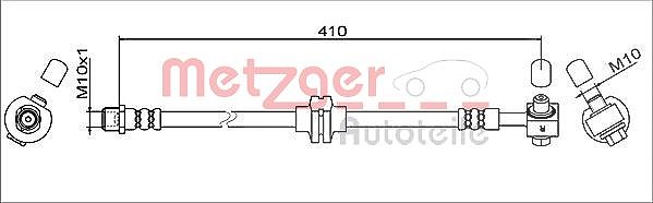 Metzger Autoteile Bremsschlauch [Hersteller-Nr. 4111608] für Vauxhall, Opel