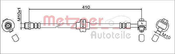 Metzger Autoteile Bremsschlauch [Hersteller-Nr. 4111607] für Vauxhall, Opel