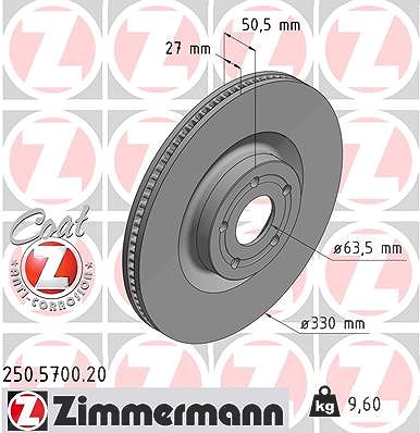Zimmermann 1x Bremsscheibe [Hersteller-Nr. 250.5700.20] für Ford