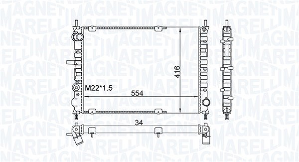 Magneti Marelli Kühler, Motorkühlung [Hersteller-Nr. 350213154300] für Fiat
