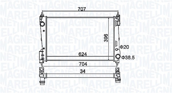 Magneti Marelli Kühler, Motorkühlung [Hersteller-Nr. 350213151200] für Opel, Vauxhall