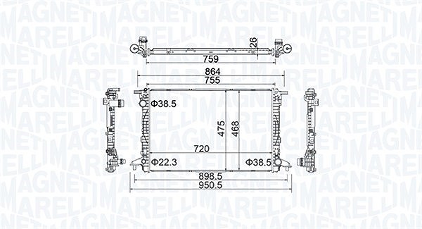 Magneti Marelli Kühler, Motorkühlung [Hersteller-Nr. 350213154900] für Audi