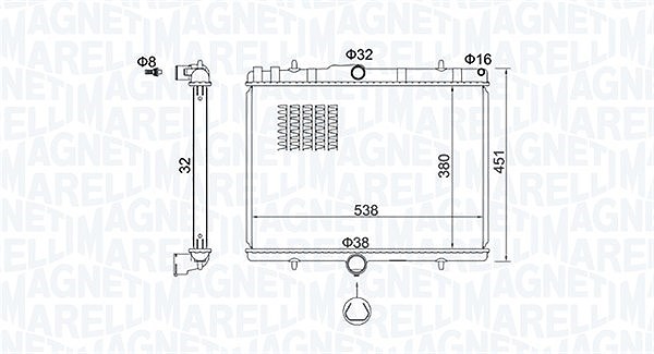 Magneti Marelli Kühler, Motorkühlung [Hersteller-Nr. 350213151800] für Citroën, Lancia, Fiat, Peugeot, Toyota