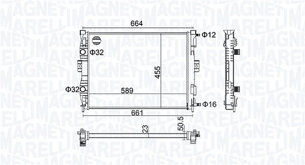 Magneti Marelli Kühler, Motorkühlung [Hersteller-Nr. 350213160600] für Renault