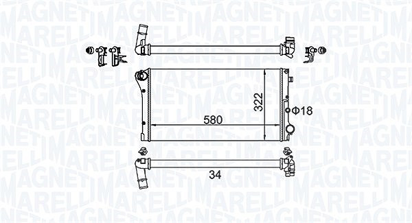 Magneti Marelli Kühler, Motorkühlung [Hersteller-Nr. 350213161500] für Fiat