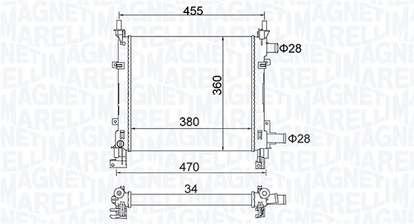 Magneti Marelli Kühler, Motorkühlung [Hersteller-Nr. 350213161900] für Ford