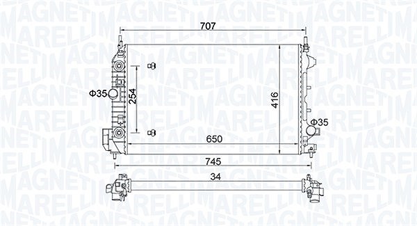 Magneti Marelli Kühler, Motorkühlung [Hersteller-Nr. 350213162500] für Vauxhall, Fiat, Saab, Opel