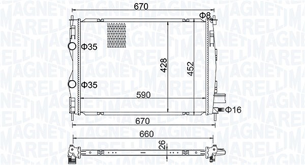 Magneti Marelli Kühler, Motorkühlung [Hersteller-Nr. 350213162600] für Nissan