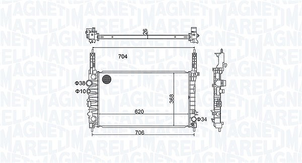 Magneti Marelli Kühler, Motorkühlung [Hersteller-Nr. 350213162900] für Opel, Vauxhall, Chevrolet