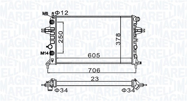 Magneti Marelli Kühler, Motorkühlung [Hersteller-Nr. 350213158200] für Vauxhall, Opel