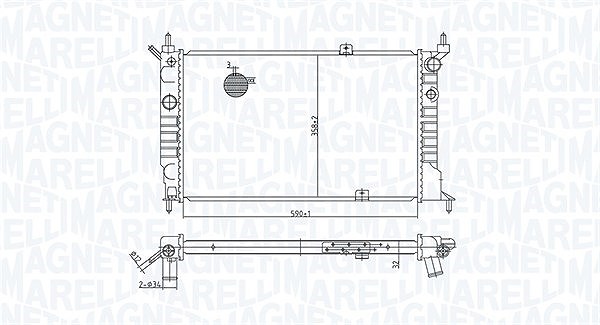 Magneti Marelli Kühler, Motorkühlung [Hersteller-Nr. 350213175500] für Opel