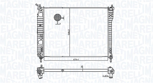 Magneti Marelli Kühler, Motorkühlung [Hersteller-Nr. 350213179800] für Chevrolet, Opel, Vauxhall