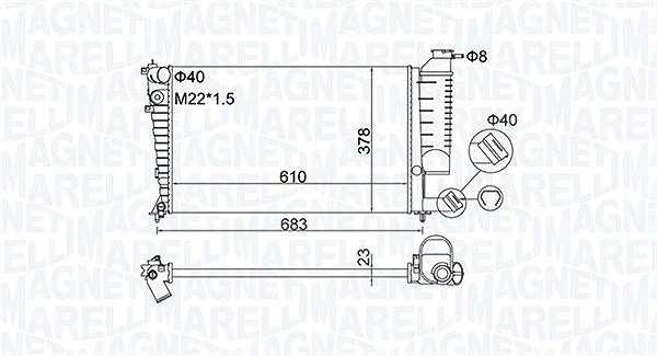 Magneti Marelli Kühler, Motorkühlung [Hersteller-Nr. 350213189500] für Peugeot, Citroën