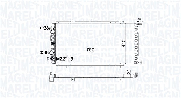 Magneti Marelli Kühler, Motorkühlung [Hersteller-Nr. 350213180900] für Peugeot, Citroën, Fiat