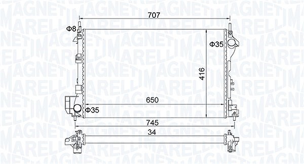 Magneti Marelli Kühler, Motorkühlung [Hersteller-Nr. 350213195700] für Opel, Vauxhall, Fiat