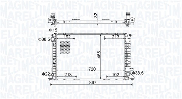 Magneti Marelli Kühler, Motorkühlung [Hersteller-Nr. 350213195800] für Audi