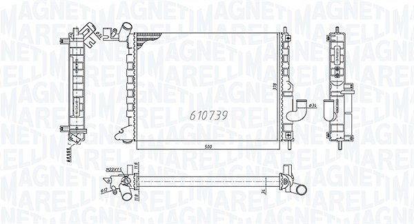 Magneti Marelli Kühler, Motorkühlung [Hersteller-Nr. 350213200200] für Vauxhall, Opel