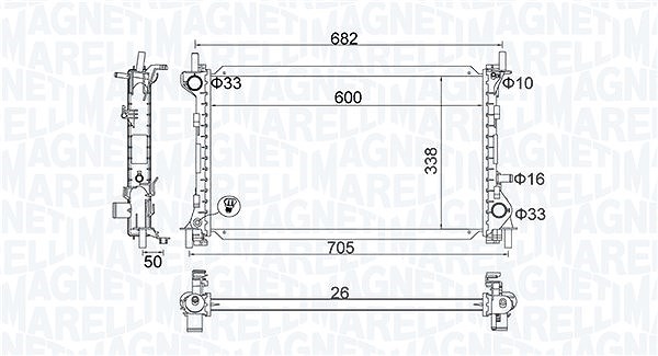 Magneti Marelli Kühler, Motorkühlung [Hersteller-Nr. 350213201200] für Ford