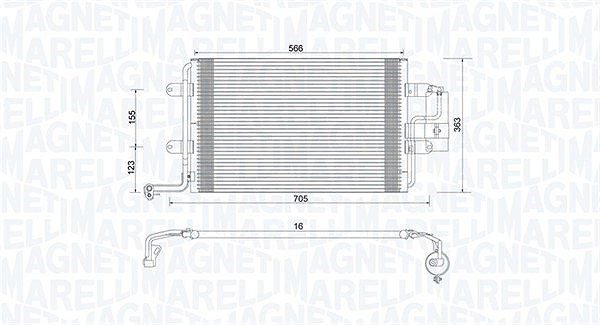 Magneti Marelli Kondensator, Klimaanlage [Hersteller-Nr. 350203735000] für VW, Audi, Peugeot, Skoda, Seat, Subaru