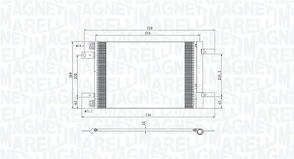 Magneti Marelli Kondensator, Klimaanlage [Hersteller-Nr. 350203766000] für Ds, Peugeot, Toyota, Vauxhall, Opel, Citroën