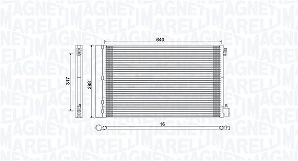 Magneti Marelli Kondensator, Klimaanlage [Hersteller-Nr. 350203779000] für Vauxhall, Opel