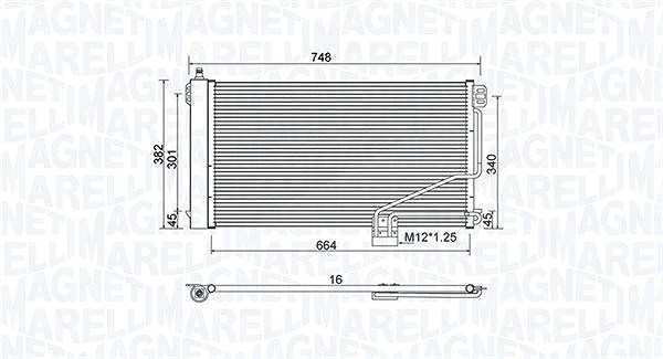Magneti Marelli Kondensator, Klimaanlage [Hersteller-Nr. 350203738000] für Mercedes-Benz