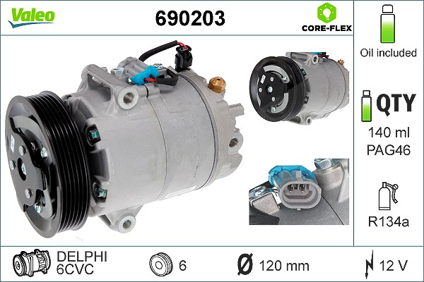 Valeo Kompressor, Klimaanlage [Hersteller-Nr. 690203] für Opel, Vauxhall