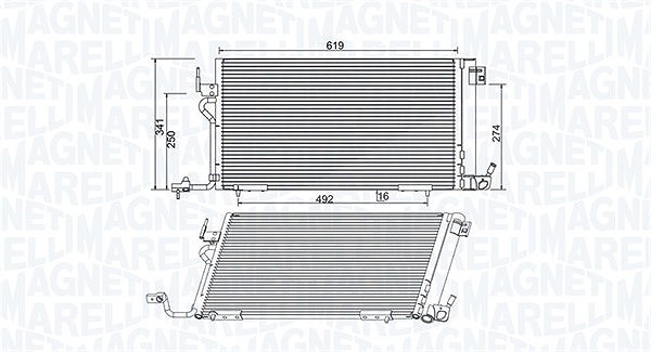 Magneti Marelli Kondensator, Klimaanlage [Hersteller-Nr. 350203994000] für Citroën, Peugeot