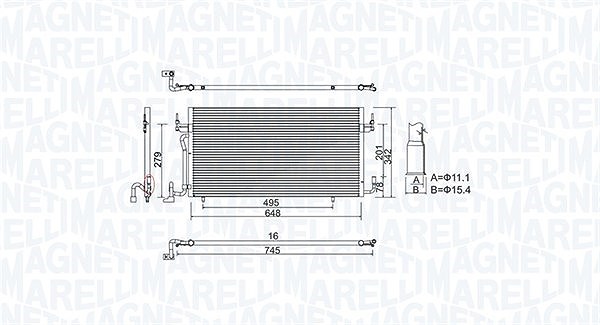 Magneti Marelli Kondensator, Klimaanlage [Hersteller-Nr. 350203965000] für Citroën, Peugeot