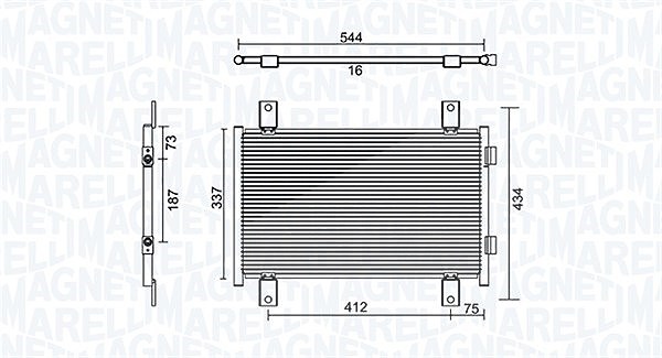 Magneti Marelli Kondensator, Klimaanlage [Hersteller-Nr. 350203895000] für Peugeot, Fiat, Citroën