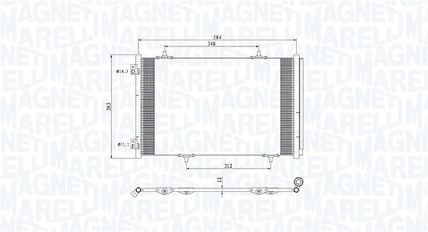 Magneti Marelli Kondensator, Klimaanlage [Hersteller-Nr. 350203812000] für Citroën, Peugeot