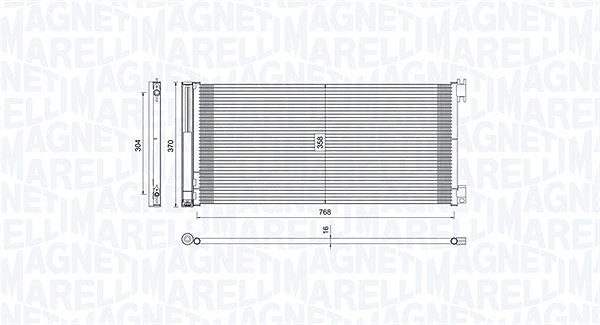 Magneti Marelli Kondensator, Klimaanlage [Hersteller-Nr. 350203808000] für Opel, Vauxhall, Fiat, Renault