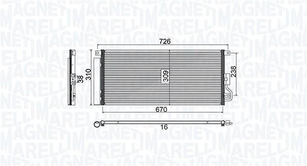 Magneti Marelli Kondensator, Klimaanlage [Hersteller-Nr. 350203807000] für Opel, Vauxhall, Chevrolet