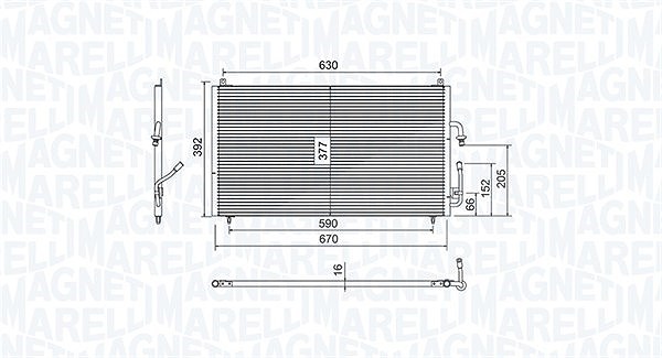 Magneti Marelli Kondensator, Klimaanlage [Hersteller-Nr. 350203804000] für Peugeot