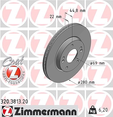 Zimmermann Bremsscheibe [Hersteller-Nr. 320.3813.20] für Hyundai