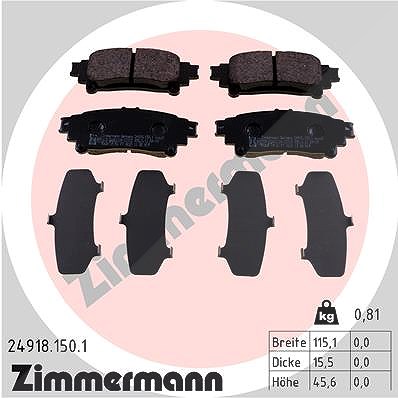 Zimmermann Bremsbelagsatz, Scheibenbremse [Hersteller-Nr. 24918.150.1] für Toyota, Lexus