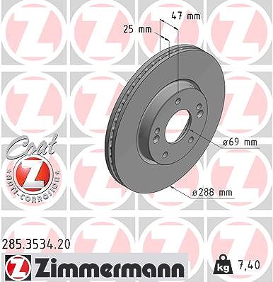 Zimmermann Bremsscheibe [Hersteller-Nr. 285.3534.20] für Kia, Hyundai