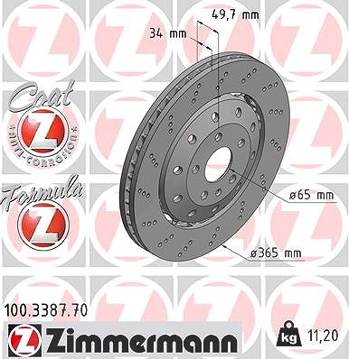 Zimmermann Bremsscheibe [Hersteller-Nr. 100.3387.70] für Audi