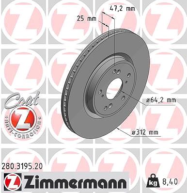 Zimmermann Bremsscheibe [Hersteller-Nr. 280.3195.20] für Honda