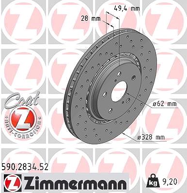 Zimmermann Bremsscheibe [Hersteller-Nr. 590.2834.52] für Lexus, Toyota