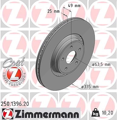 Zimmermann Bremsscheibe [Hersteller-Nr. 250.1396.20] für Ford